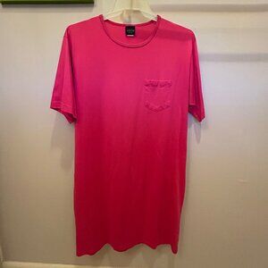 Vintage LANDS' END T-Shirt Dress (or Beach Cover-up), Hot Pink, Size L (Petite)
